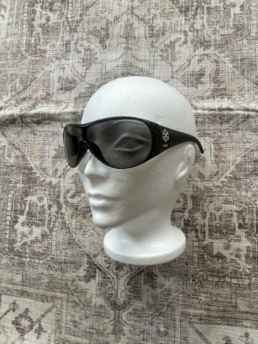 Fendi Black Vintage Snowflake Wrap Sunglasses